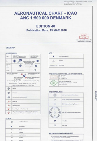 Tanska, 28.3.2019, VFR-ilmailukartta 1:500.000