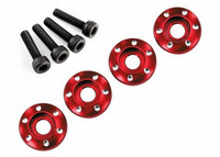 LaTrax Wheel Nut Washer Alu Red w/ Screws (4) (7668R)