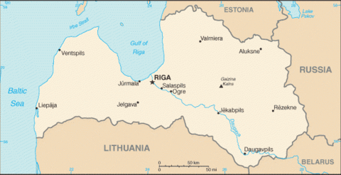 Latvia, 21.5.2020, VFR-ilmailukartta 1:500.000