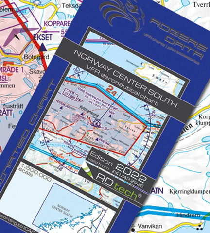 Norway Center South, 24.2.2022, VFR-ilmailukartta ICAO 1:500.000