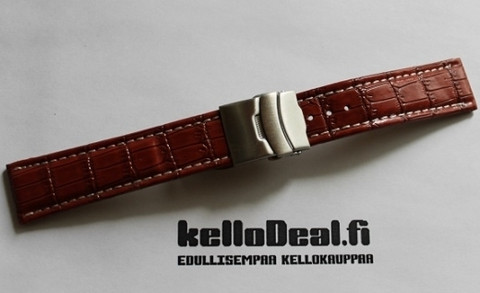 Klassikko nahkaranneke, ruskea 22 mm