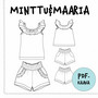 PDF-kaava, Minttu&Maaria, toppi ja shortsit 98-140 cm