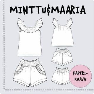 Paperikaava, Minttu&Maaria toppi ja shortsit 98-158 cm