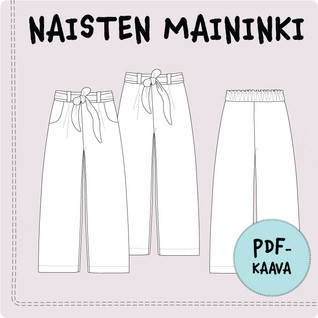PDF-kaava, Maininki, naisten leveälahkeiset housut 32-54