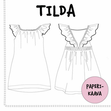 Paperikaava, Tilda frillaolkainen mekko, 74-140 cm