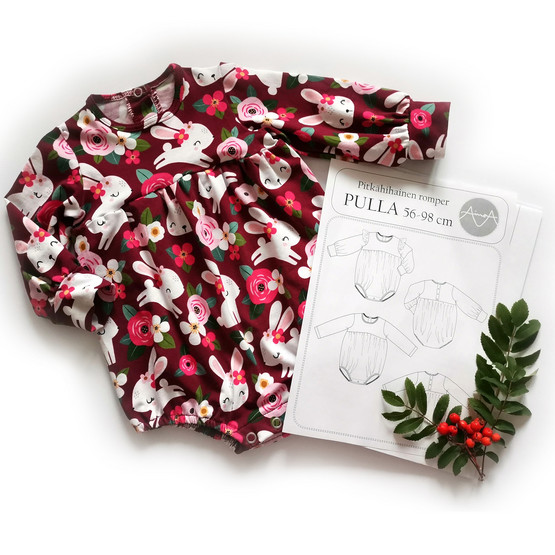 PDF-kaava, Pulla pitkähihainen romper, 56-98 cm