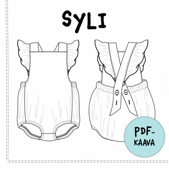 PDF-kaava, Syli romper, 50-104 cm
