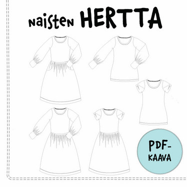 PDF-kaava, naisten Hertta mekko ja pusero 32-54