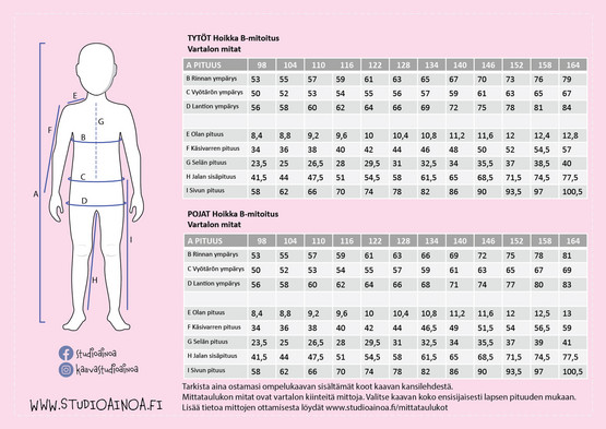 PDF-kaava, Pinja, lasten collegetunika 92-164cm