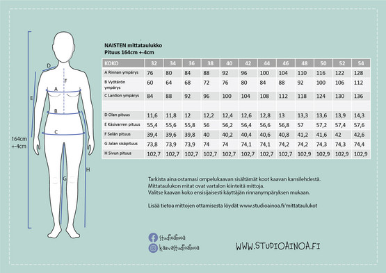 Paperikaava, Iisi, naisten collegepusero 32-54