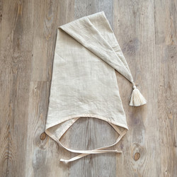 Pellava tonttulakki bonnet, Light Beige
