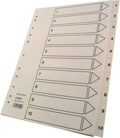 Hakemisto Talex 1-10 A4 valkoinen kartonki