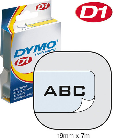 Dymo S0720820 D1 tarranauha 19mm musta/kirkas