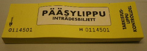 Pääsylippu numeroitu keltainen