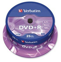Verbatim DVD+R 4.7GB 16x spindle, 1 kpl=25 levyä