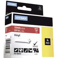 Dymo Rhino vinyyliteippi 19mm valkoinen/punainen