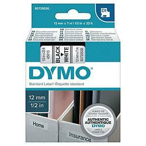 Dymo S0720530 D1 tarranauha 12mm musta/valkoinen