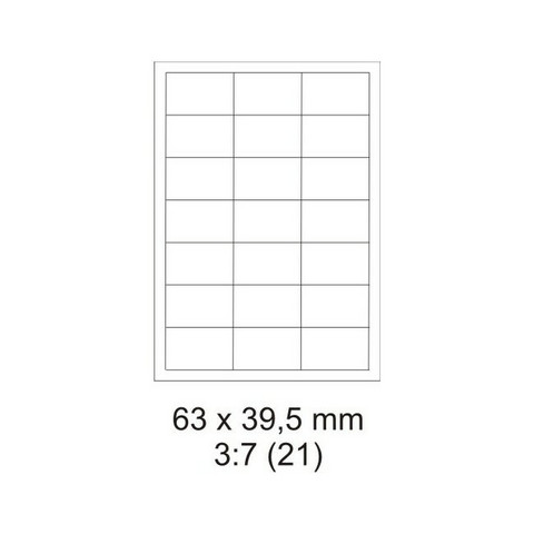 Tulostustarra 21-osainen 63x39,5mm 100kpl laatikko