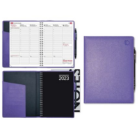 Viikkomuistio Plus 2023 viikkokalenteri violetti 148 × 210mm