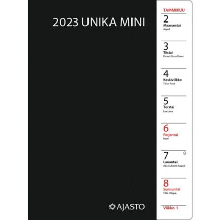 Unika Mini 2023 taskukalenteri musta 105 x 148mm