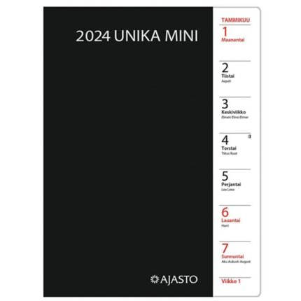 Unika Mini 2024 taskukalenteri musta 105 x 148mm