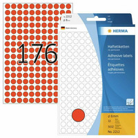 Punainen pyöreä 8mm merkintätarra, 5632 tarraa paketissa