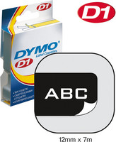 Dymo S0720610 D1 tarranauha 12mm valkoinen/musta