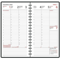 Agenda 2024 taskukalenteri musta 85 x 162mm