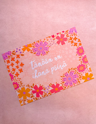 Ihana päivä-iso postikortti vaaleanpunainen