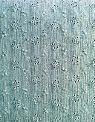 Cottonmuslin embroidered gray ocean blue