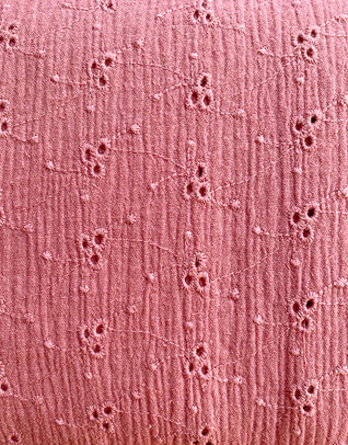 0,45 cm pala Puuvillamusliini kirjailtu roosa