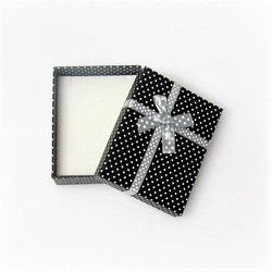 Polka dot lahjarasia koruille Musta/Harmaa 7 x 9 x 2,6cm