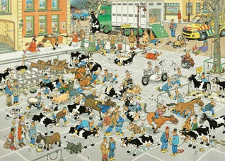 Jan Van Haasteren Cattle Market palapeli 1000 palaa