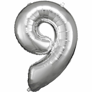 Numerofoliopallo 9 hopeanvärinen, 86cm