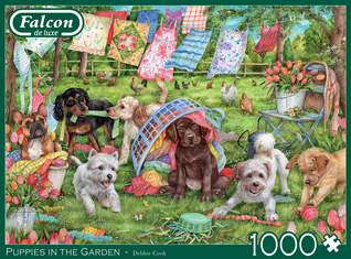 Falcon Debbie Cook Puppies in the Garden palapeli 1000 palaa