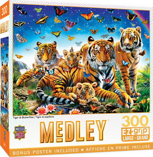Master Pieces XXL palat - Tiger & Butterflies palapeli 300 palaa