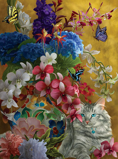 SunsOut Nene Thomas - Gilded Cats and Flowers palapeli 1000 palaa