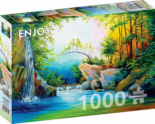 Enjoy In the Woods near the Waterfall palapeli 1000 palaa