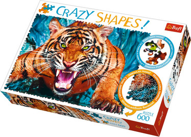 Trefl Crazy Shapes - Facing a tiger palapeli 600 palaa