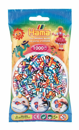 Hama pussi 1000 valkoraitaMix 90, 5 väriyhdistelmää