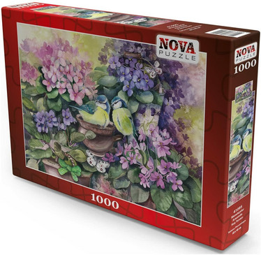Nova Puzzle Bird's Nest in the Violets -palapeli, 1000 palaa