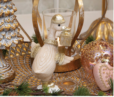 Goose with gift, gold