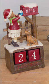 Christmas girl and dog with calendar num