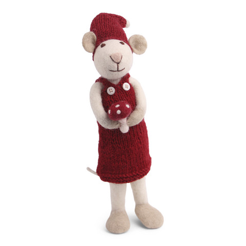 Big White Girly Mouse with Mushrooms