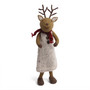 Big Brown Girly Deer with Grey Dress and Sc