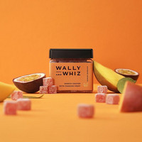 Mango-flavored wine gum coated with passion fruit powder.