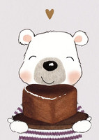 Postcard Teddy bear and cake