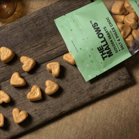 The Mallows Golden hearts marshmallows salt & dulce chocolate 90g