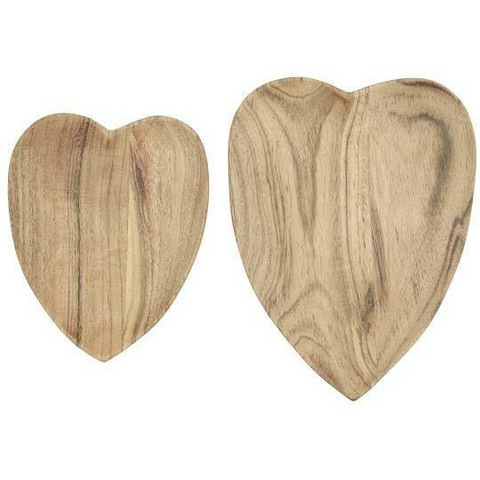Heart shaped bowl set of 2 acacia wood