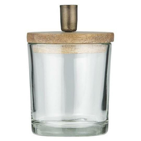 Candle holder f/taper candle wooden lid